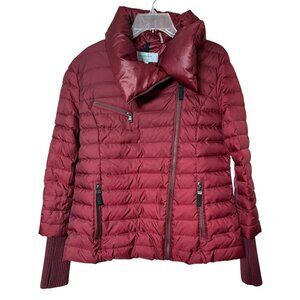 Marc New York Burgundy Down Filled Quilted Puffer Coat Women's Large Luxury